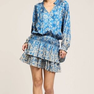 Current Air Blue and Cream Floral Dress XS